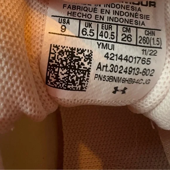 Under Armour Blush Pink Athletic Shoes - Picture 5 of 6